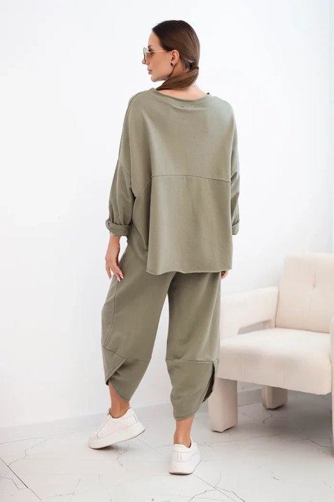 Komplet bawełniany bluza + spodnie jasny khaki Komplet bawełniany bluza + spodnie jasny khaki