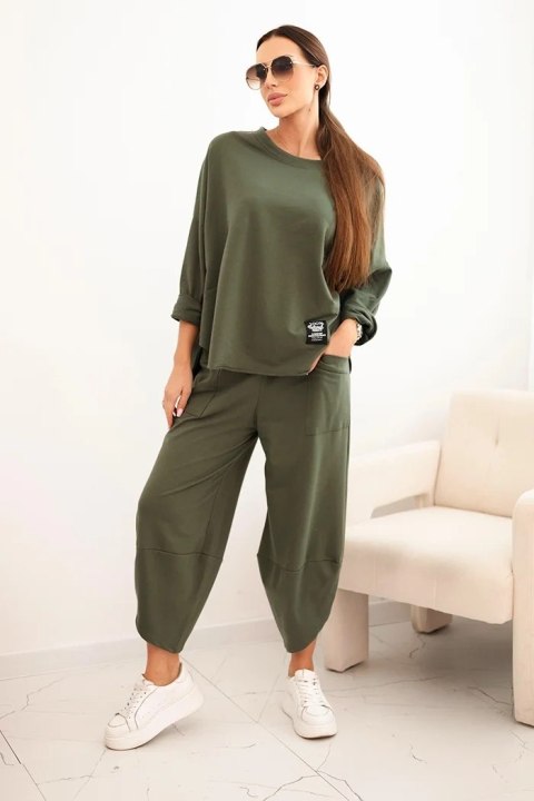 Komplet bawełniany bluza + spodnie khaki Komplet bawełniany bluza + spodnie khaki