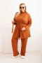 Komplet damski Plus Size 3-częściowy camelowy