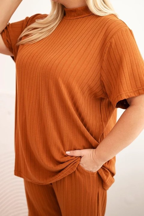 Komplet damski Plus Size 3-częściowy camelowy Komplet damski Plus Size 3-częściowy camelowy