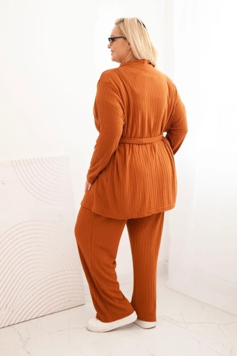 Komplet damski Plus Size 3-częściowy camelowy Komplet damski Plus Size 3-częściowy camelowy