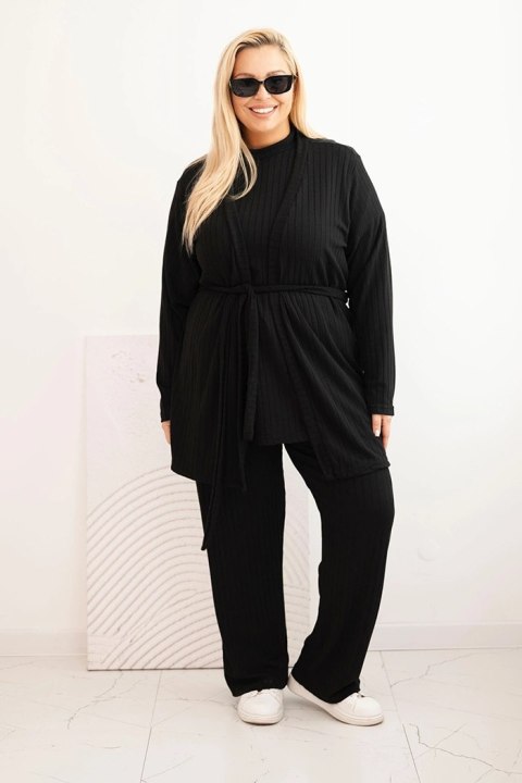 Komplet damski Plus Size 3-częściowy czarny Komplet damski Plus Size 3-częściowy czarny