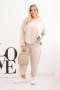 Komplet damski Plus Size masełko bluza i spodnie z kieszeniami beżowy