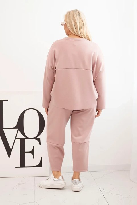 Komplet damski Plus Size masełko bluza i spodnie z kieszeniami ciemny różowy Komplet damski Plus Size masełko bluza i spodnie z kieszeniami ciemny różowy