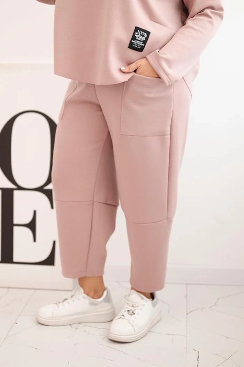Komplet damski Plus Size masełko bluza i spodnie z kieszeniami ciemny różowy Komplet damski Plus Size masełko bluza i spodnie z kieszeniami ciemny różowy