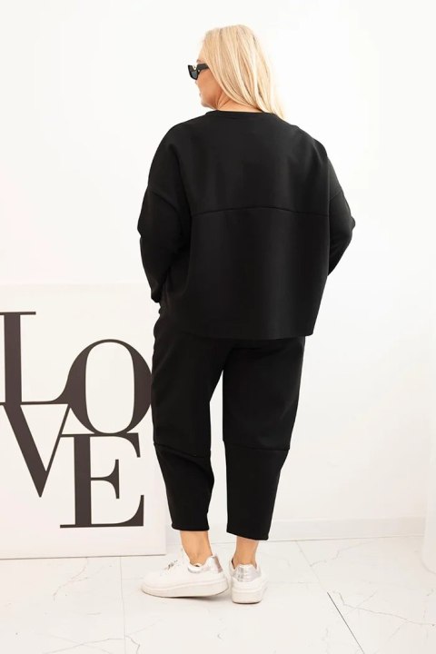 Komplet damski Plus Size masełko bluza i spodnie z kieszeniami czarny Komplet damski Plus Size masełko bluza i spodnie z kieszeniami czarny
