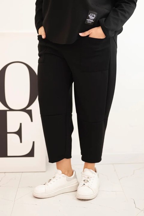 Komplet damski Plus Size masełko bluza i spodnie z kieszeniami czarny Komplet damski Plus Size masełko bluza i spodnie z kieszeniami czarny