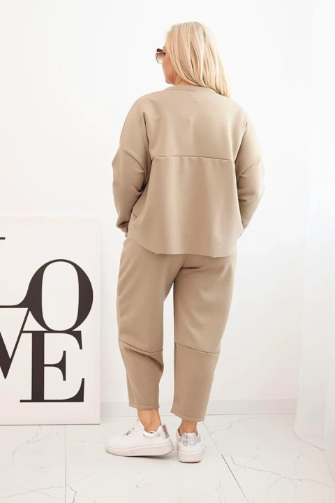 Komplet damski Plus Size masełko bluza i spodnie z kieszeniami fango Komplet damski Plus Size masełko bluza i spodnie z kieszeniami fango
