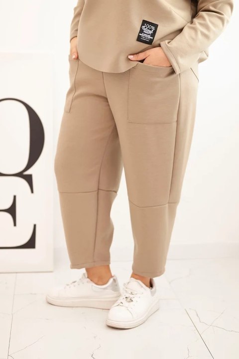 Komplet damski Plus Size masełko bluza i spodnie z kieszeniami fango Komplet damski Plus Size masełko bluza i spodnie z kieszeniami fango