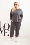 Komplet damski Plus Size masełko bluza i spodnie z kieszeniami grafitowy