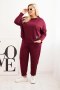 Komplet damski Plus Size masełko bluza i spodnie z kieszeniami śliwkowy