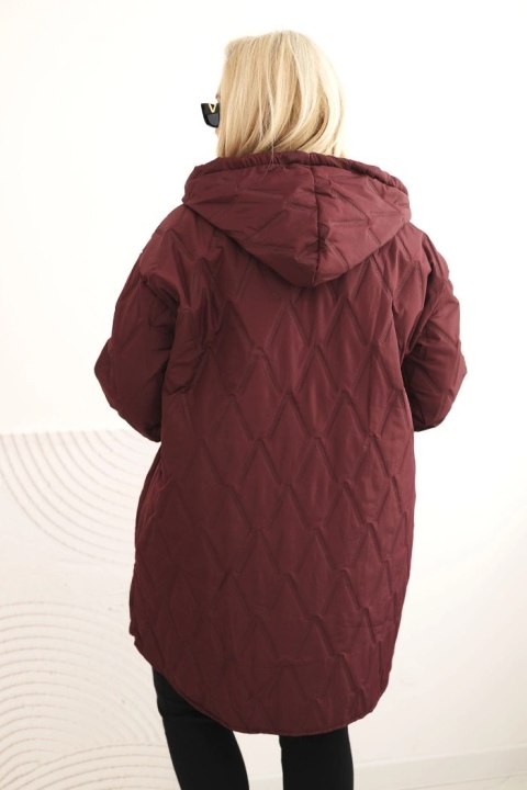Kurtka damska Plus Size pikowana z kapturem i napisem HOPE śliwkowa Kurtka damska Plus Size pikowana z kapturem i napisem HOPE śliwkowa