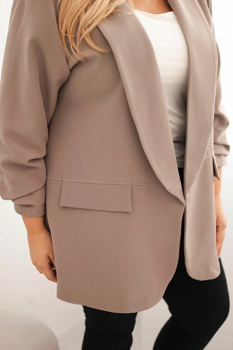 Marynarka damska Plus Size elegancka fango Marynarka damska Plus Size elegancka fango