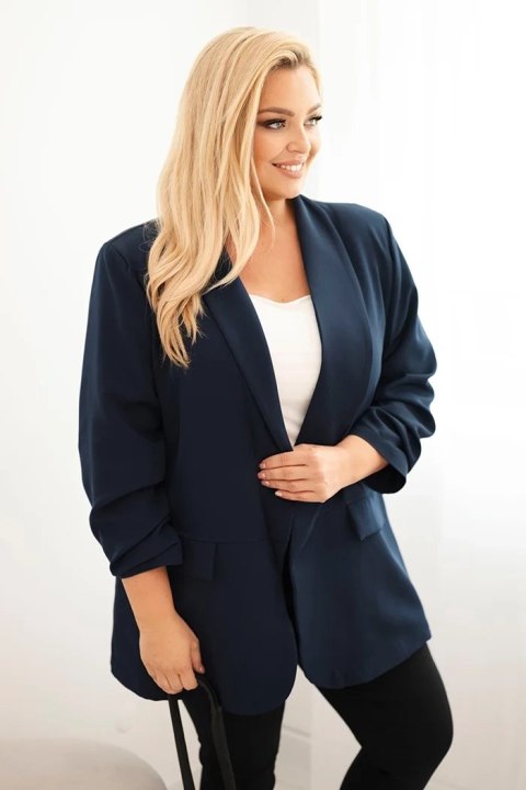 Marynarka damska Plus Size elegancka granatowa Marynarka damska Plus Size elegancka granatowa