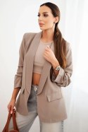Marynarka z klapami elegancka fango