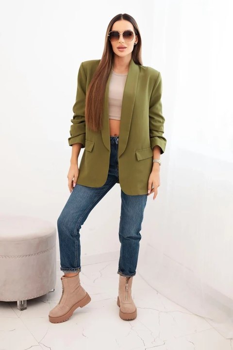 Marynarka z klapami elegancka oliwkowa Marynarka z klapami elegancka oliwkowa