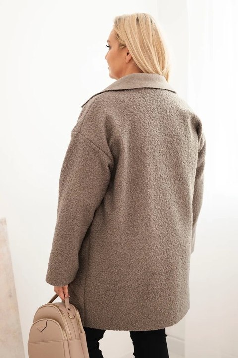 Płaszcz damski Plus Size baranek z wełną i kieszeniami fango Płaszcz damski Plus Size baranek z wełną i kieszeniami fango
