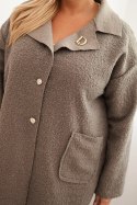 Płaszcz damski Plus Size baranek z wełną i kieszeniami fango