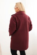 Płaszcz damski Plus Size baranek z wełną i kieszeniami śliwkowy