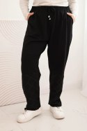 Spodnie damskie Plus Size bawełniane z kieszeniami czarne