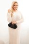 Sukienka swetrowa damska Plus Size z moherem beżowa