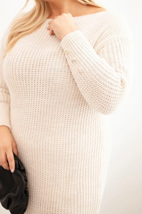 Sukienka swetrowa damska Plus Size z moherem beżowa Sukienka swetrowa damska Plus Size z moherem beżowa