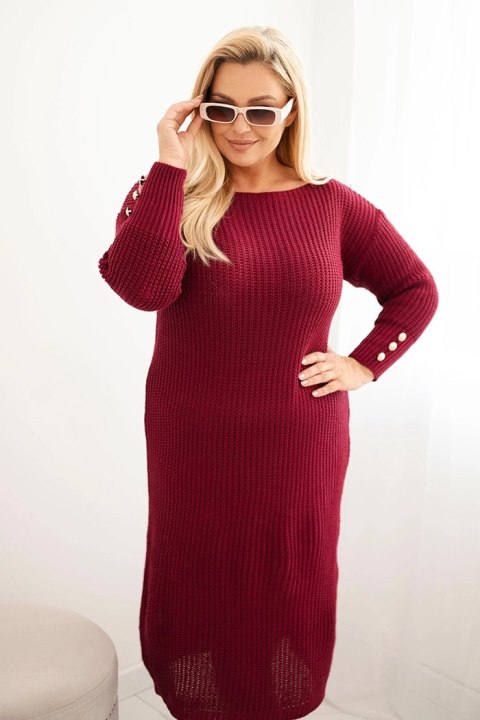 Sukienka swetrowa damska Plus Size z moherem bordowa Sukienka swetrowa damska Plus Size z moherem bordowa