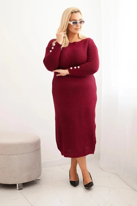 Sukienka swetrowa damska Plus Size z moherem bordowa Sukienka swetrowa damska Plus Size z moherem bordowa
