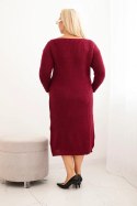 Sukienka swetrowa damska Plus Size z moherem bordowa