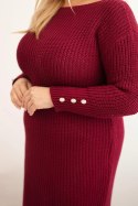 Sukienka swetrowa damska Plus Size z moherem bordowa