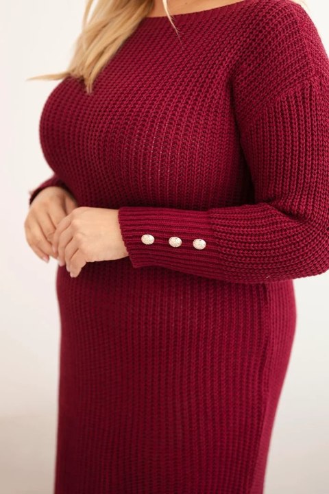 Sukienka swetrowa damska Plus Size z moherem bordowa Sukienka swetrowa damska Plus Size z moherem bordowa