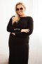Sukienka swetrowa damska Plus Size z moherem brązowa