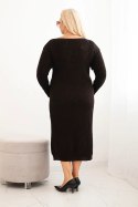 Sukienka swetrowa damska Plus Size z moherem brązowa