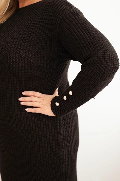 Sukienka swetrowa damska Plus Size z moherem brązowa Sukienka swetrowa damska Plus Size z moherem brązowa