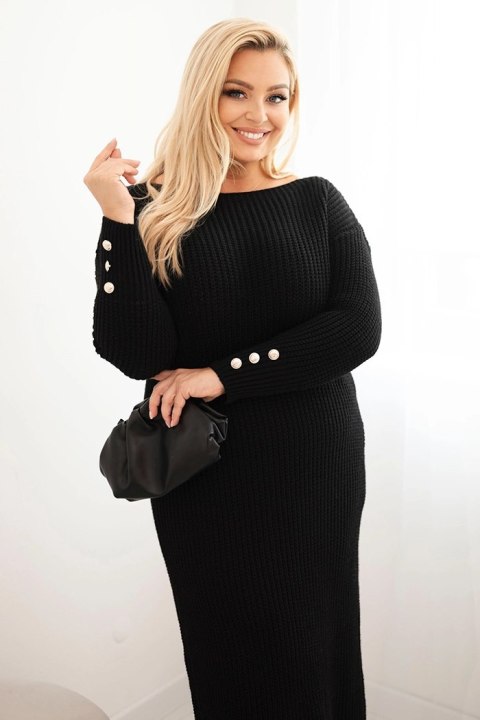 Sukienka swetrowa damska Plus Size z moherem czarna Sukienka swetrowa damska Plus Size z moherem czarna
