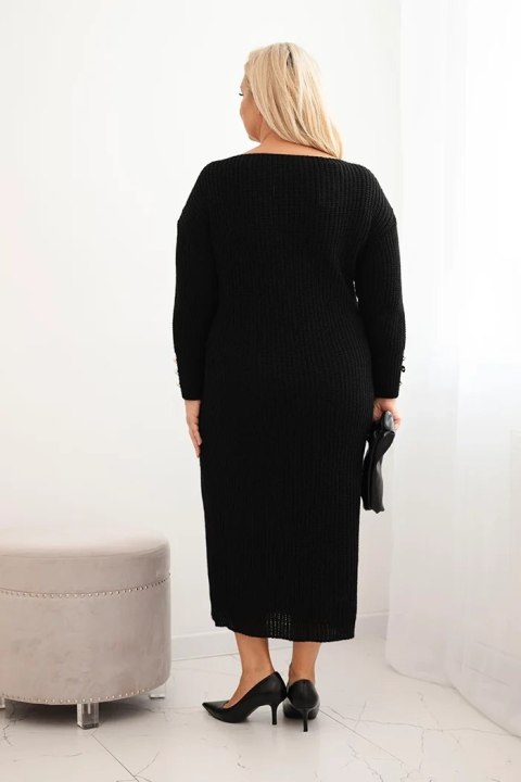 Sukienka swetrowa damska Plus Size z moherem czarna Sukienka swetrowa damska Plus Size z moherem czarna