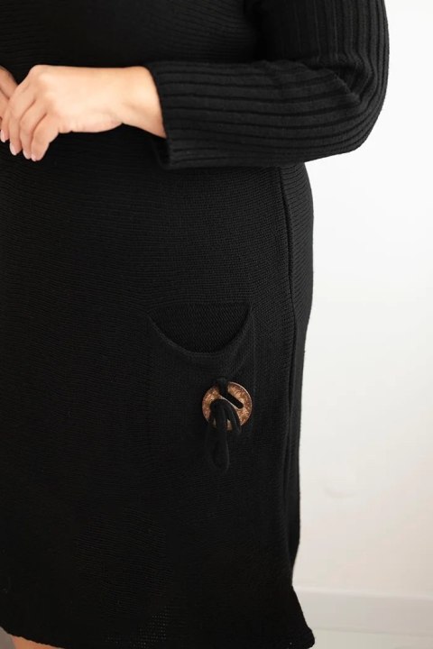 Sukienka swetrowa damska Plus Size z moherem oversize z kieszenią czarna Sukienka swetrowa damska Plus Size z moherem oversize z kieszenią czarna