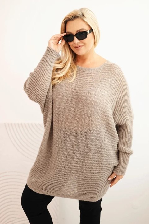 Sweter damski Plus Size z moherem ponczo fango Sweter damski Plus Size z moherem ponczo fango