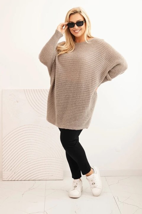 Sweter damski Plus Size z moherem ponczo fango Sweter damski Plus Size z moherem ponczo fango