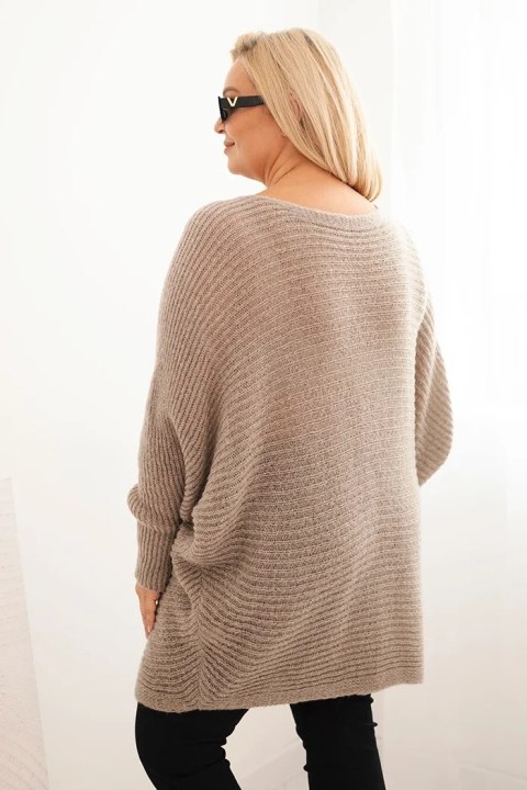 Sweter damski Plus Size z moherem ponczo fango Sweter damski Plus Size z moherem ponczo fango