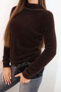 Sweter damski alpaka z półgolfem brązowy