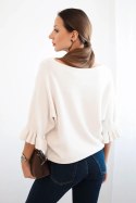 Sweter damski z ozdobnym mankietem beżowy