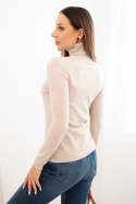 Sweter damski z wiskozy z golfem i długim rękawem ciemny beżowy