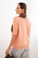 Sweter damski z wiskozy z krótkim rękawem ciemny morelowy