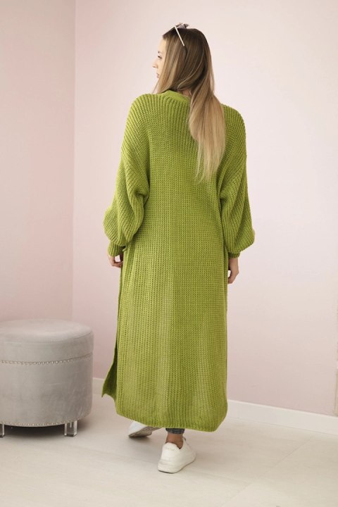 Sweter długi kardigan oliwkowy Sweter długi kardigan oliwkowy