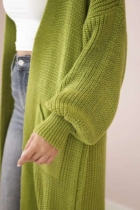 Sweter długi kardigan oliwkowy Sweter długi kardigan oliwkowy