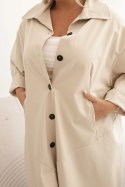 Bluza Narzutka damska Plus Size Punto z bawełną i guzikami beżowa  