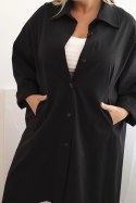 Bluza Narzutka damska Plus Size Punto z bawełną i guzikami czarna  