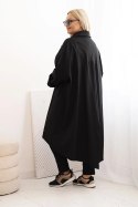 Bluza Narzutka damska Plus Size Punto z bawełną i guzikami czarna  