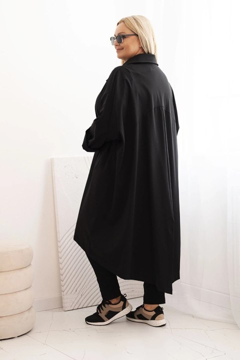 Bluza Narzutka damska Plus Size Punto z bawełną i guzikami czarna  